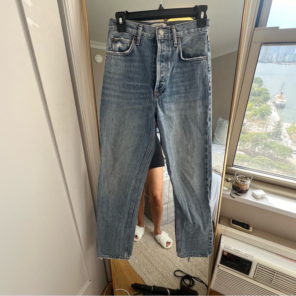 Agolde 90s Pinch Waist straight leg jeans in medium blue wash